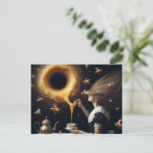 超現実的な女性とミツバチ朝のお茶と蜂蜜 ポストカード (スタンド正面)