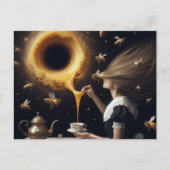 超現実的な女性とミツバチ朝のお茶と蜂蜜 ポストカード (正面)