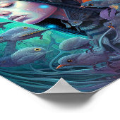 超現実的な女鳥の幻想的な芸術 ポスター (角)