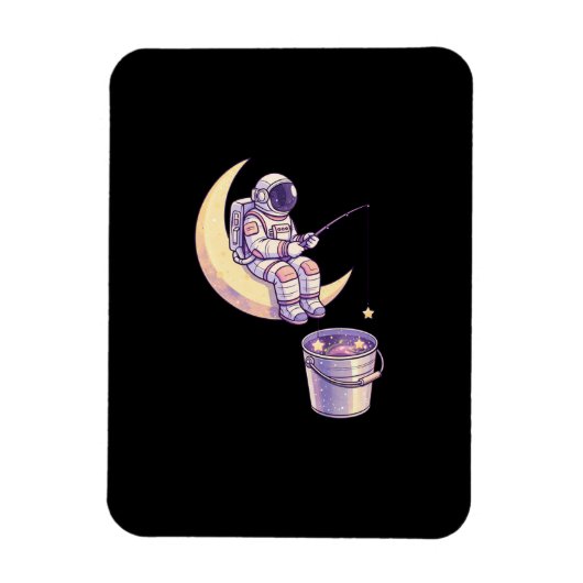 超現実的な宇宙飛行士が星を釣るウォールアート - マグネット (縦)