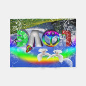 超現実的な平和と愛の芸術を独自にデザイン フリースブランケット (正面(横))