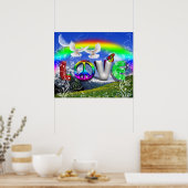 超現実的な平和と愛の芸術を独自にデザイン ポスター (キッチン)