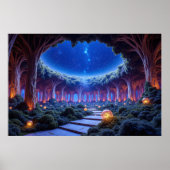 超現実的な庭の神秘的な空中浮遊木 ポスター (正面)