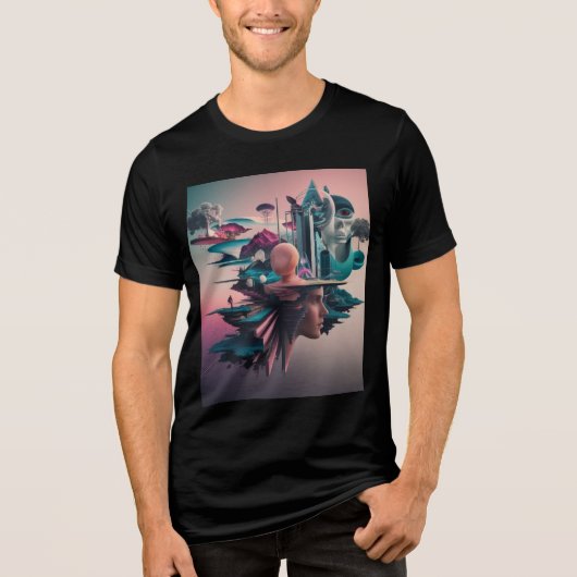 超現実的な抽象芸術・アートの世界へ トライブレンドTシャツ (正面)