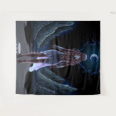 超現実的な月明かりの少女 タペストリー (正面(横))