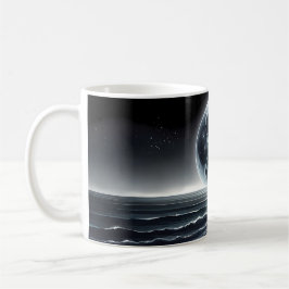 超現実的な月明かりの静かな海岸 コーヒーマグカップ