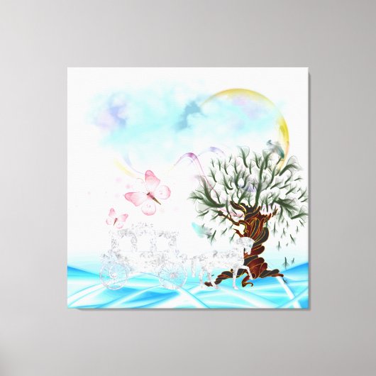 超現実的な水晶の馬のキャリッジキャンバスプリント キャンバスプリント (正面)