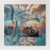 超現実的な水鏡ポートレート – 女性の顔レフレ ジグソーパズル (横)