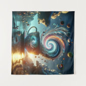 超現実的な浮きソース付きの巨大なティーカップ タペストリー (正面(横))