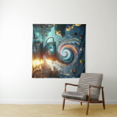 超現実的な浮きソース付きの巨大なティーカップ タペストリー (インサイチュ(横))