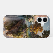 超現実的な浮遊する崖と滝 iPhone 16ケース (裏面横)