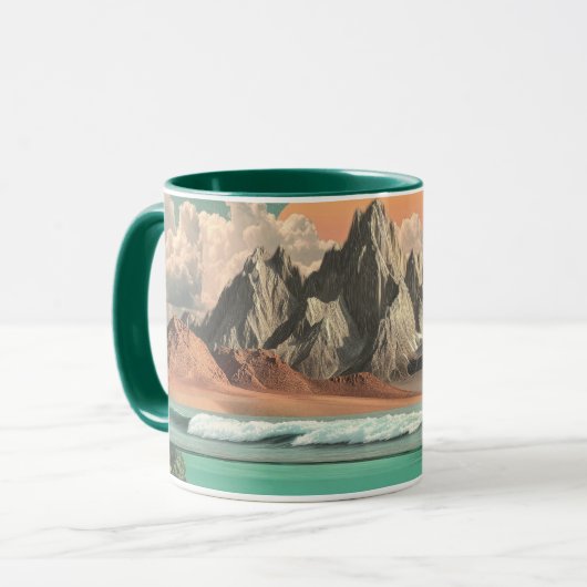 超現実的な海と山の風景 マグカップ (正面左)
