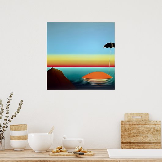超現実的な海の傘 ポスター (キッチン)
