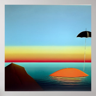 超現実的な海の傘 ポスター