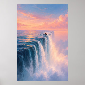 超現実的な海洋の滝の風景 ポスター