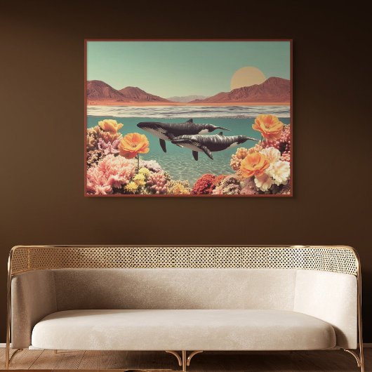 超現実的な海洋シーン クジラとサンゴ ポスター