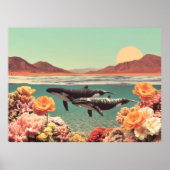 超現実的な海洋シーン クジラとサンゴ ポスター (正面)