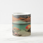 超現実的な砂漠と金魚の湖 コーヒーマグカップ (中央)