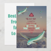 超現実的な空飛ぶ魚のクリスマス引用 シーズンカード (正面/裏面)