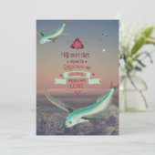超現実的な空飛ぶ魚のクリスマス引用 シーズンカード (スタンド正面)