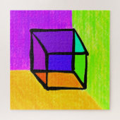 超現実的な立方体の手描きジオメトリック図70のレトロ ジグソーパズル (横)