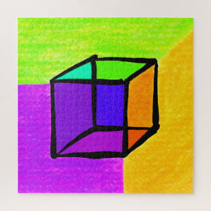 超現実的な立方体の手描きジオメトリック図70のレトロ ジグソーパズル