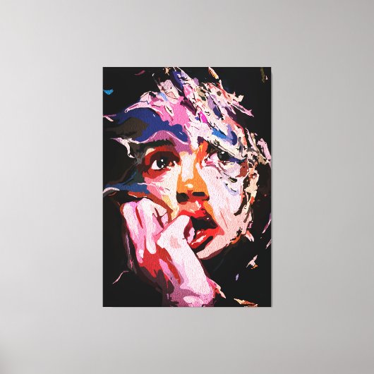 超現実的な粉砕された反射 – 抽象芸術感情的 キャンバスプリント (正面)