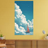 超現実的な船が空を横切って進む夢の壁画アート キャンバスプリント (インサイチュ (リビング))
