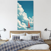 超現実的な船が空を横切って進む夢の壁画アート キャンバスプリント (インサイチュ (寝室))