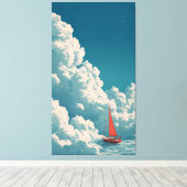 超現実的な船が空を横切って進む夢の壁画アート キャンバスプリント (インサイチュ (ウッドフロア))