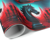 超現実的な複雑な黒の騎士チェスの駒 ラッピングペーパー (ロールコーナー)