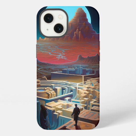 超現実的な迷宮の風景 iPhoneケース (裏面)