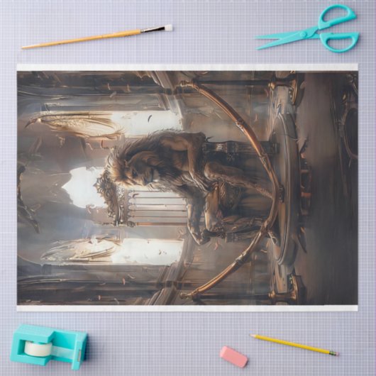 超現実的な金属の皇帝ライオンの玉座の分離 薄葉紙 (クラフト)