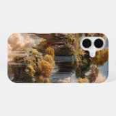 超現実的な金色の木々が浮かぶ島々 iPhone 16ケース (裏面横)