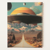 超現実的な風景と道路、UFOと土星 プランナー手帳 (裏面)