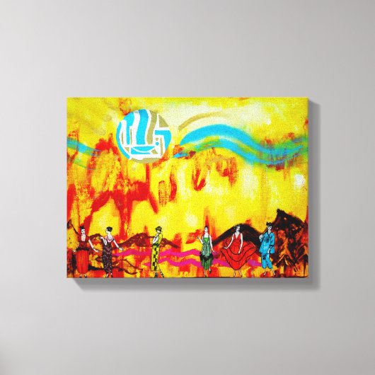 超現実的な風景を描く女性たち キャンバスプリント (正面)