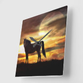 超現実的な馬と月時計 スクエア壁時計 (傾斜)