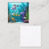 超現実的な魚の水中シーン スクエア名刺 (正面/裏面)