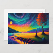 超現実的カラフルな夜間の風景 ポストカード (正面/裏面)