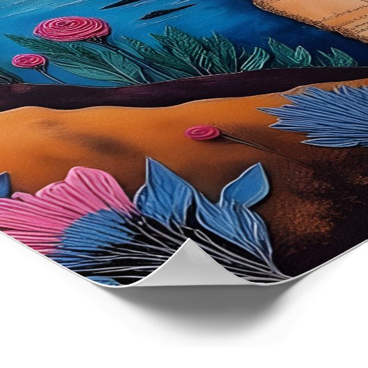 超現実的カラフルな風景の混合媒体 ポスター (角)