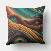 超現実的カラフル抽象芸術アイランドスケープデジタル クッション (裏面)