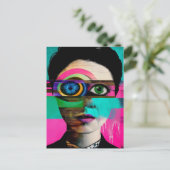 超現実的カラフル抽象芸術女性 ポストカード (スタンド正面)