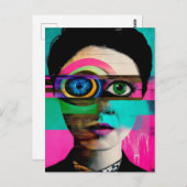 超現実的カラフル抽象芸術女性 ポストカード (正面/裏面)