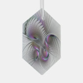 超現実的シャイ美しいモダン抽象芸術フラクタル ガラスオーナメント (正面右)