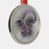 超現実的シャイ美しいモダン抽象芸術フラクタル メタルオーナメント (右)