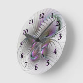 超現実的シャイ美しいモダン抽象芸術フラクタル ラウンド壁時計 (傾斜)