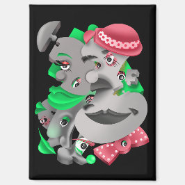 超現実的パズル顔冷蔵庫 マグネット