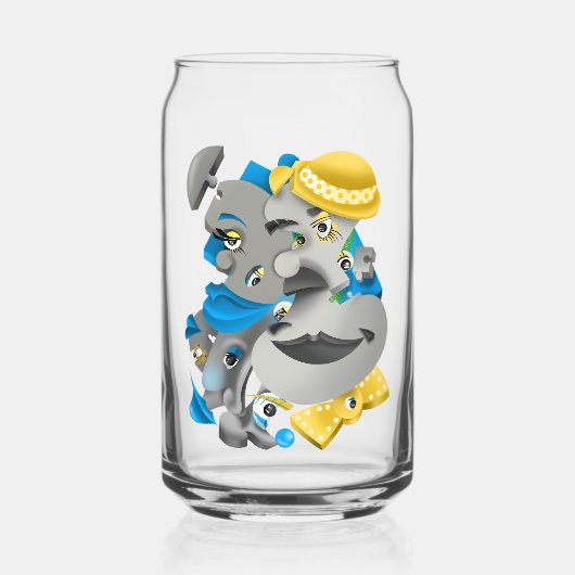 超現実的パズル顔缶ガラス ガラス缶 (正面)