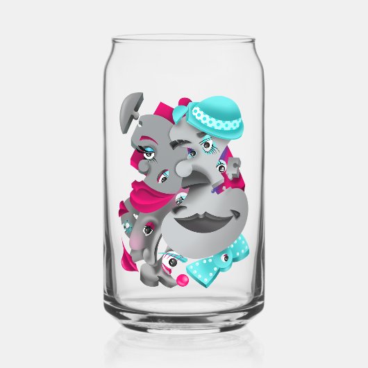 超現実的パズル顔缶ガラス ガラス缶 (正面)