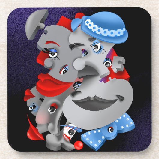 超現実的パズル顔 コースター (正面)